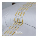 Glinens Line Bedding Set 240x260cm Egyptian Cotton Bed Set 100% Sateen 400 Thread Count Embroidered Duvet Cover Set Durable & Soft Touch Comfort - Mustarda