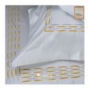 Glinens Line Bedding Set 240x260cm Egyptian Cotton Bed Set 100% Sateen 400 Thread Count Embroidered Duvet Cover Set Durable & Soft Touch Comfort - Mustarda