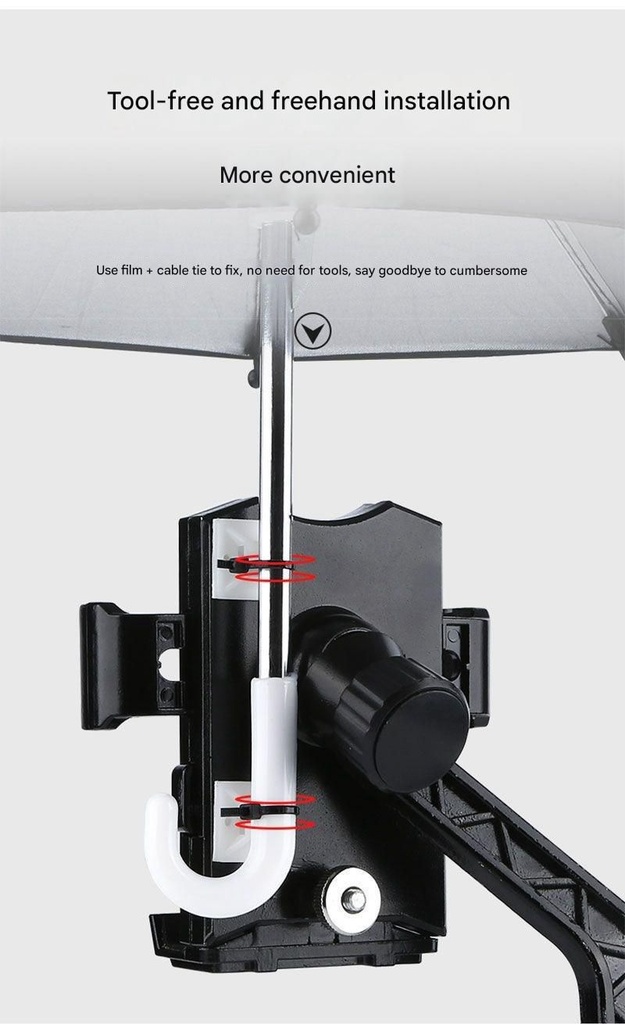 easy Mini Motorcycle Umbrella by 7MD Durable 8 Nylon Ribs Anti Reflective Phone Protection Curved Handle  Universal Phone Holder Compatibility Sunshade & Rainproof Design