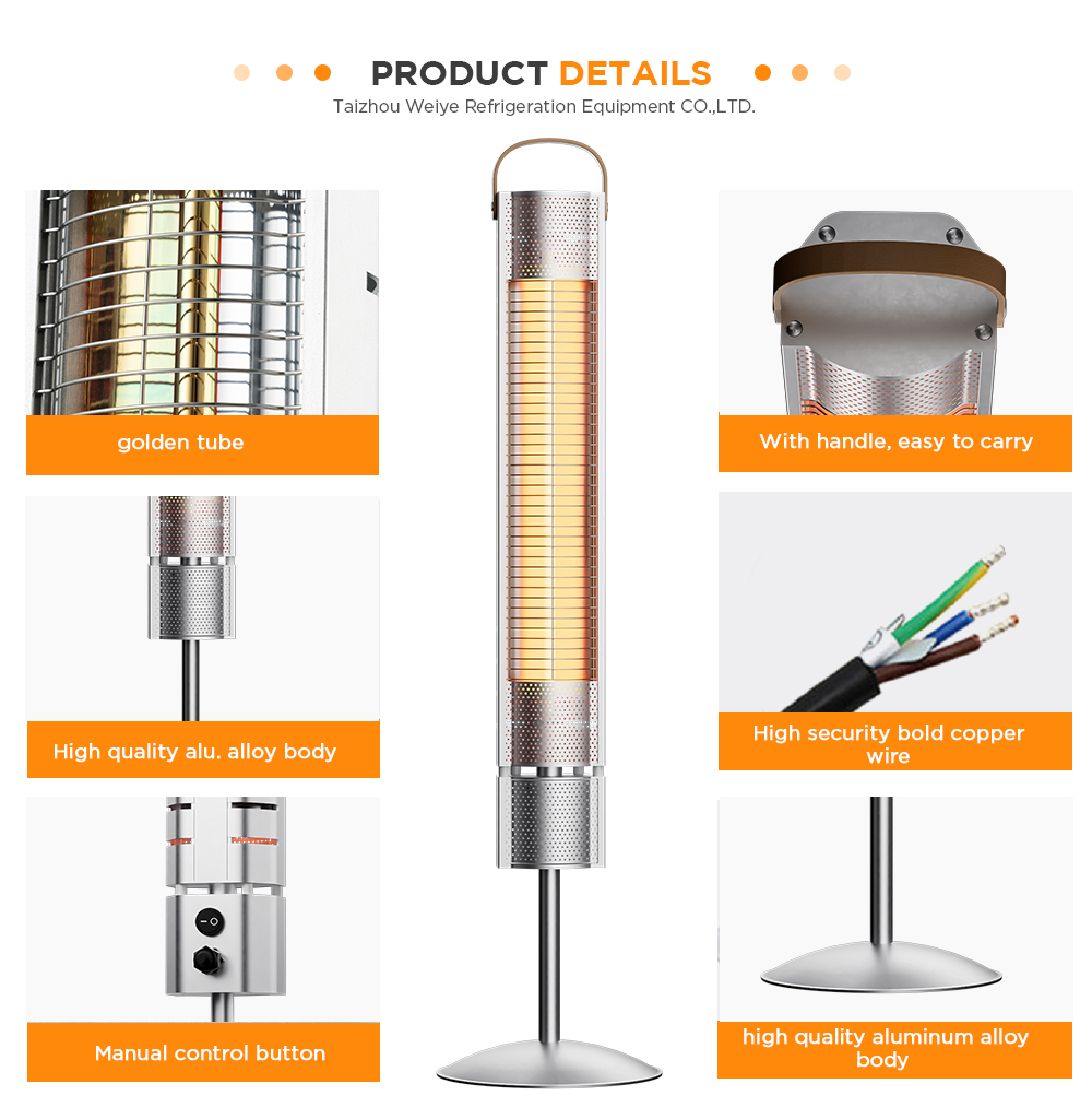7MD Infrared Electric Heater 1500W Instant Heating Waterproof IP65 Free Standing Remote Control Energy Saving Design |7MD-F102|