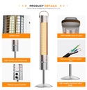 7MD Infrared Electric Heater 1500W Instant Heating Waterproof IP65 Free Standing Remote Control Energy Saving Design |7MD-F102|