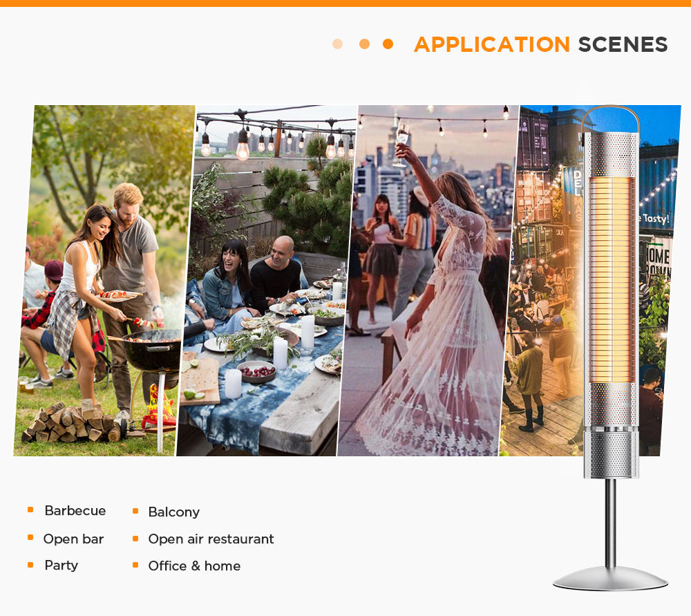 7MD Infrared Electric Heater 1500W Instant Heating Waterproof IP65 Free Standing Remote Control Energy Saving Design |7MD-F102|