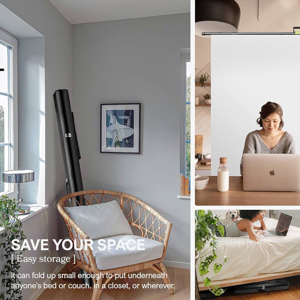 Portable Floor Standing Projection Screen Quick Setup Air Pressure Spring Aluminum Case Lightweight & Durable
