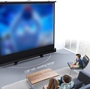 Portable Floor Standing Projection Screen Quick Setup Air Pressure Spring Aluminum Case Lightweight & Durable