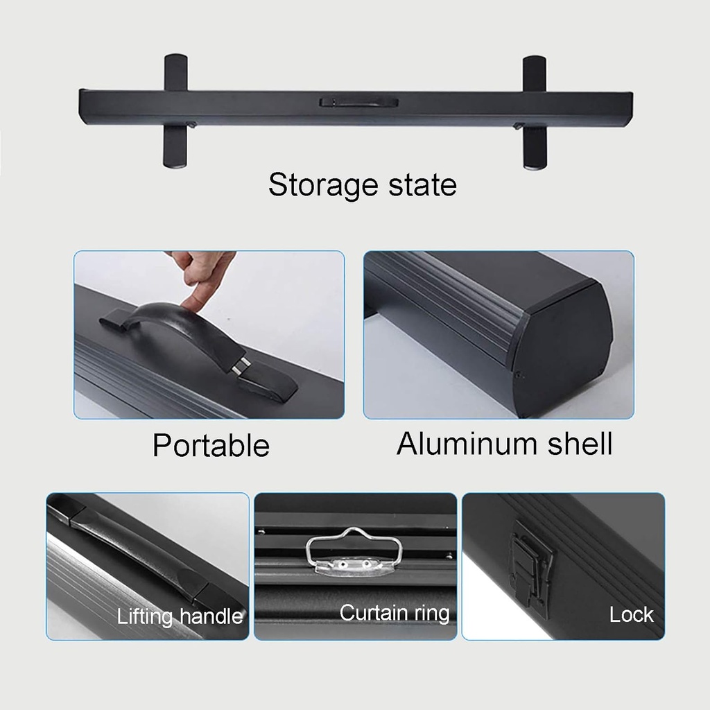 Portable Floor Standing Projection Screen Quick Setup Air Pressure Spring Aluminum Case Lightweight & Durable