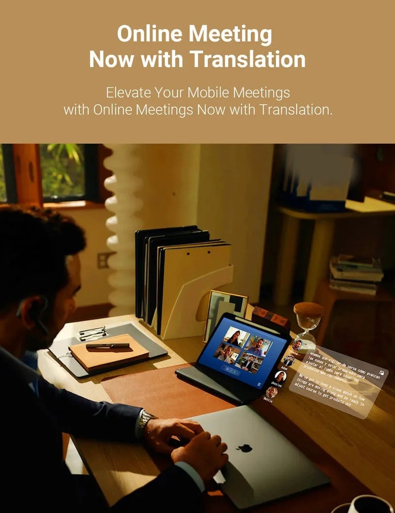 W4 Pro AI Interpreter Earbuds Real Time Translation 40 Languages 93 Accents 3 Mic Noise Reduction High Quality Audio Open Ear Comfort