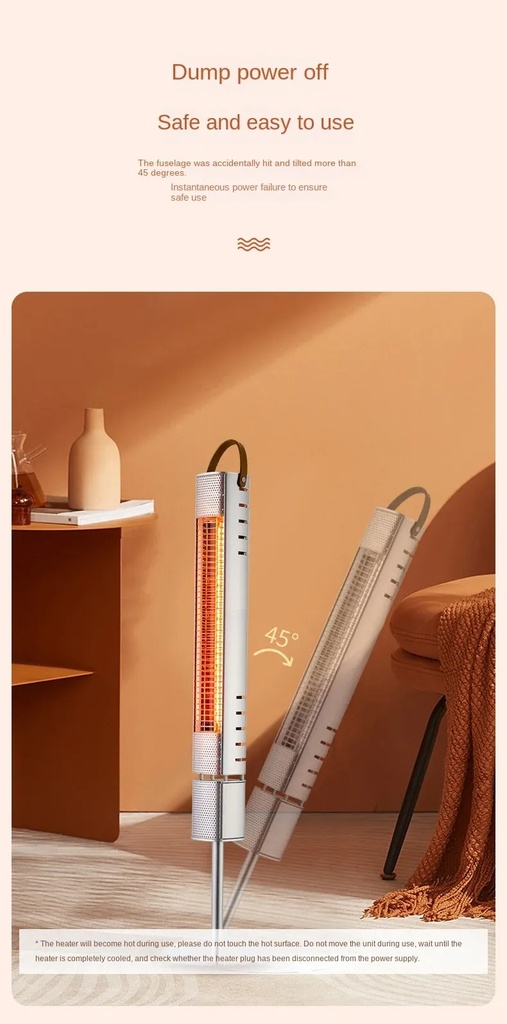7MD Infrared Electric Heater 1500W Instant Heating Waterproof IP65 Free Standing Remote Control Energy Saving Design |7MD-F102|