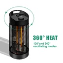 7MD Small Heater 120°/360° Oscillation 2 Heat Levels Infrared Carbon Fiber Tubes High Efficiency 1.8M Power Cord |7MD-55|