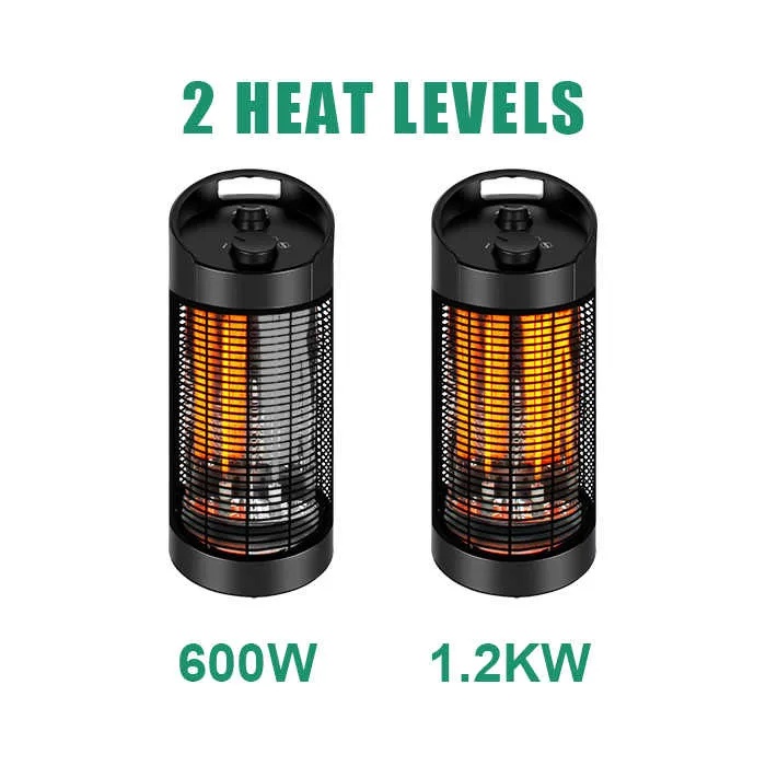 7MD Small Heater 120°/360° Oscillation 2 Heat Levels Infrared Carbon Fiber Tubes High Efficiency 1.8M Power Cord |7MD-55|