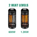 7MD Small Heater 120°/360° Oscillation 2 Heat Levels Infrared Carbon Fiber Tubes High Efficiency 1.8M Power Cord |7MD-55|