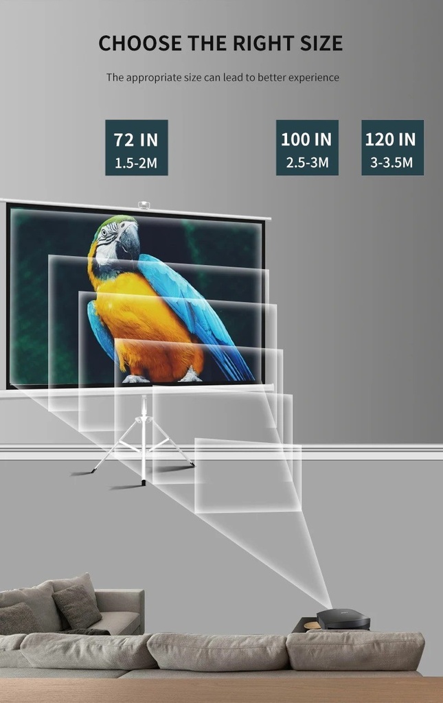 7MD Projection Screen with Stand Portable Matte White Home Theater & Outdoor Use 72”-150”