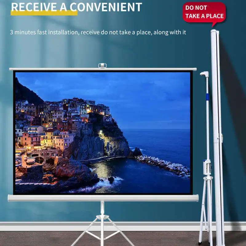 7MD Projection Screen with Stand Portable Matte White Home Theater & Outdoor Use 72”-150”