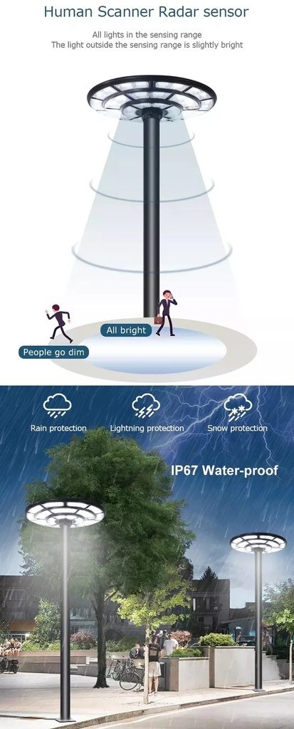 LED Solar Street Light 800W IP67 Waterproof Outdoor Security Lamp with Polysilicon Solar Panel Fast Charging High Energy Storage
