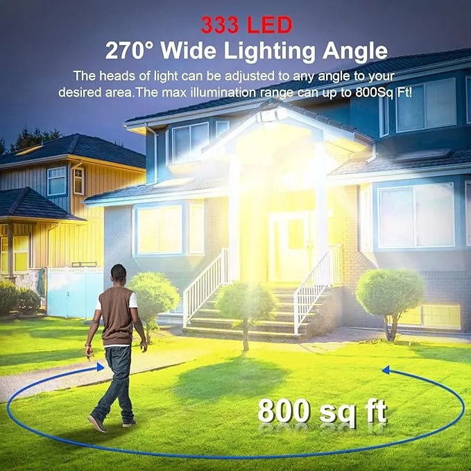 7MD Solar Sensor Light Motion Activated 3 Modes 2400mAh Battery IP65 Waterproof Outdoor Security Light for Garden Garage & Front Door |7MD24102|
