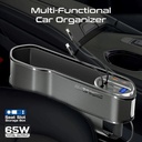 Promate 65W Multi-Functional Car Organizer and Charging Station with USB C & Lightning Retractable Cables |CarMate-RPD|