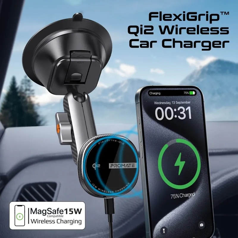 Promate FlexiGrip™ 15W MagSafe Compatible Qi2 Wireless Charger