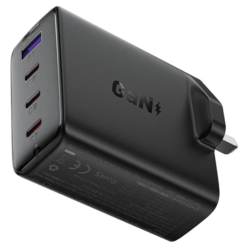 Acefast 100W GaN Fast Charger with 4 Ports 3 USB-C 1 USB-A PD QC4+ Multi-Device Charging UK Plug |A97|