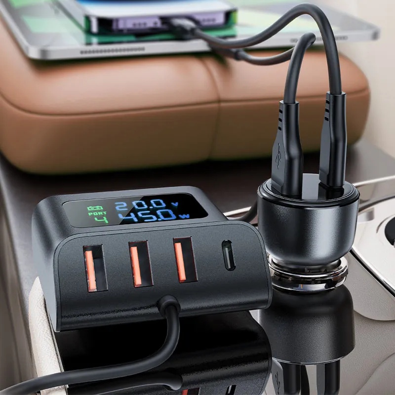Acefast Fast IN Car Charger Splitter 138W 2 USB C 4 USB A Ports Digital Display Smart Charging for Phones Tablets Laptops |B11|