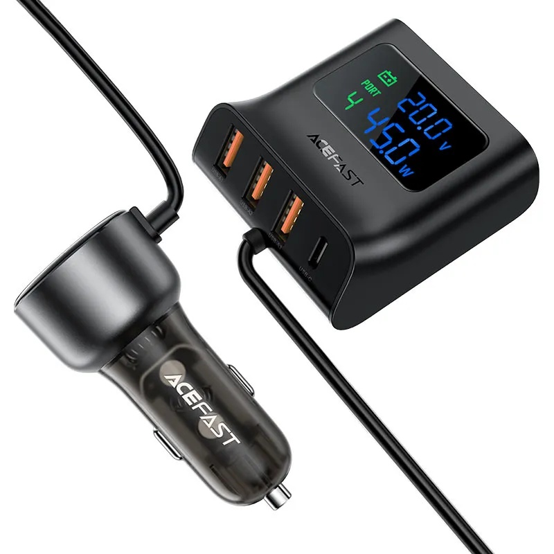 Acefast Fast IN Car Charger Splitter 138W 2 USB C 4 USB A Ports Digital Display Smart Charging for Phones Tablets Laptops |B11|