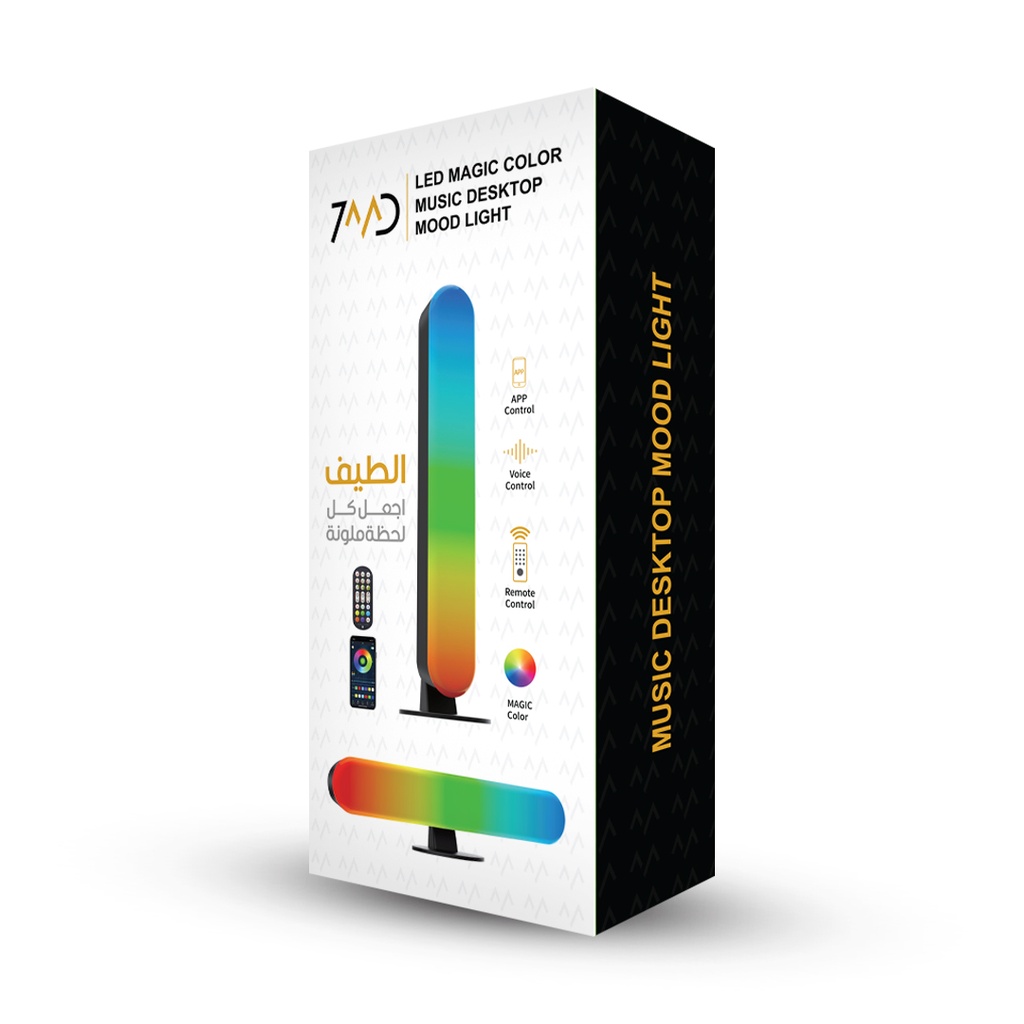 7MD LED Magic Color Music Desktop Mood Light Multiple Lighting Modes Vibrant RGB Color Range Voice Assistant App & Remote Control Functions |7MD24103|
