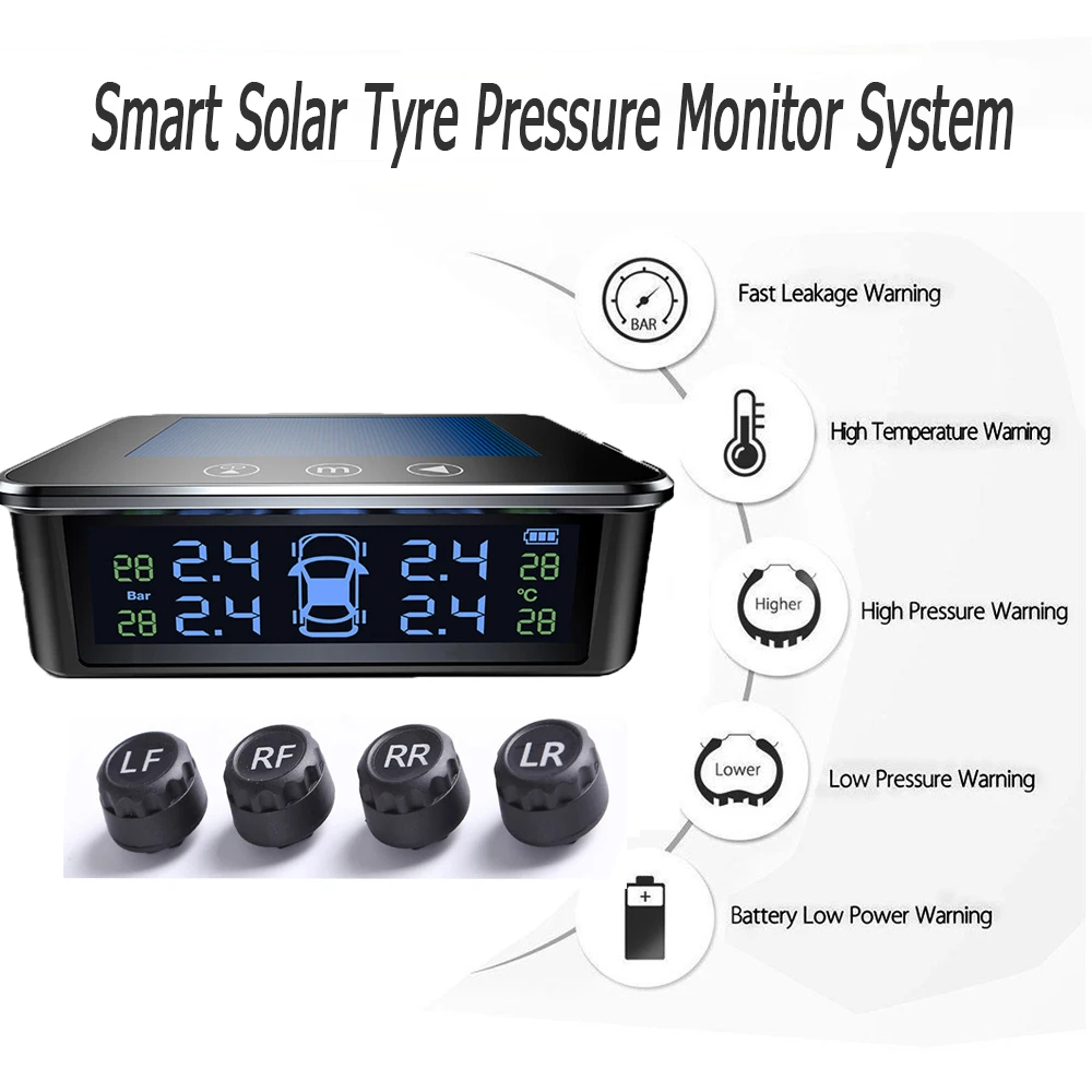 7MD Car Tire Pressure Monitoring System TPMS for Real Time Safety and Performance Monitoring With Leak & Temperature Warnings