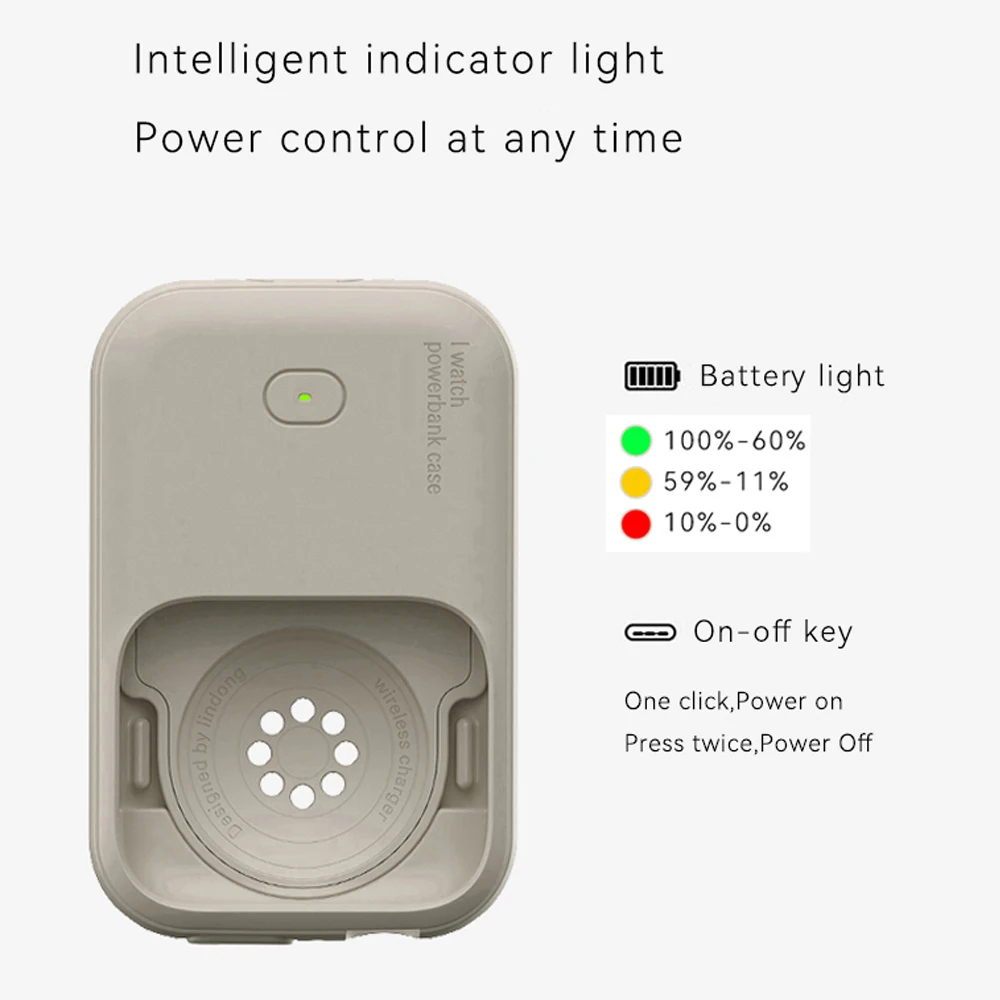 7MD Watch Power Bank Case Wireless Charger Portable 1200mAh Battery Lithium Ion Polymer for Smartwatches