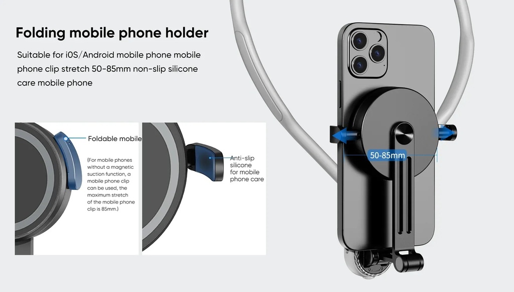 7MD 2 in 1 Halter Stand Magnetic Phone Holder Camera Bracket Compatible with iPhone 12 and Above