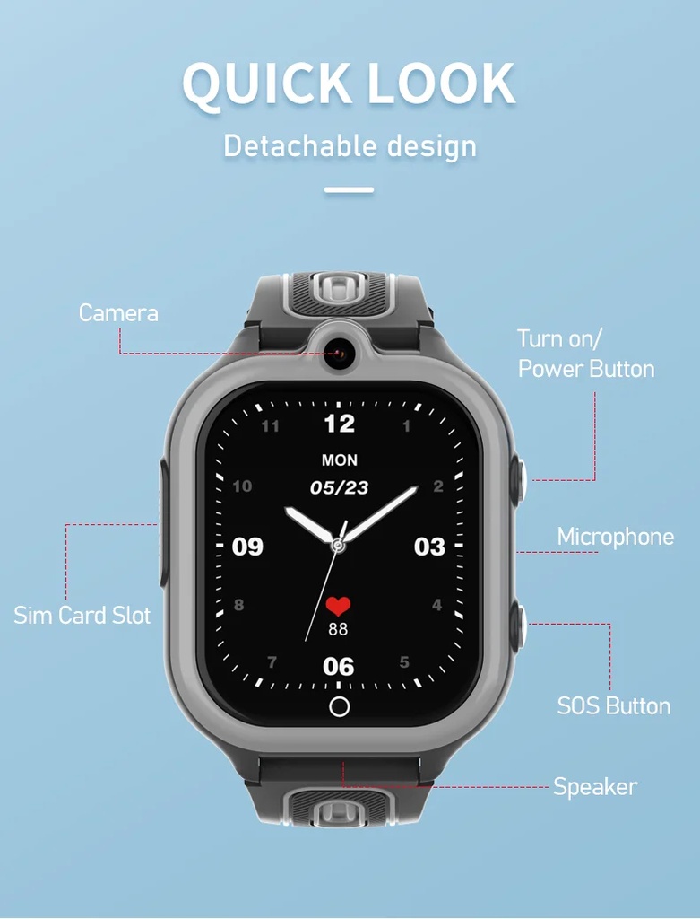 7MD 4G Kids Smart Watch GPS Tracker Waterproof Video Call SOS Smartwatch with Camera for Children