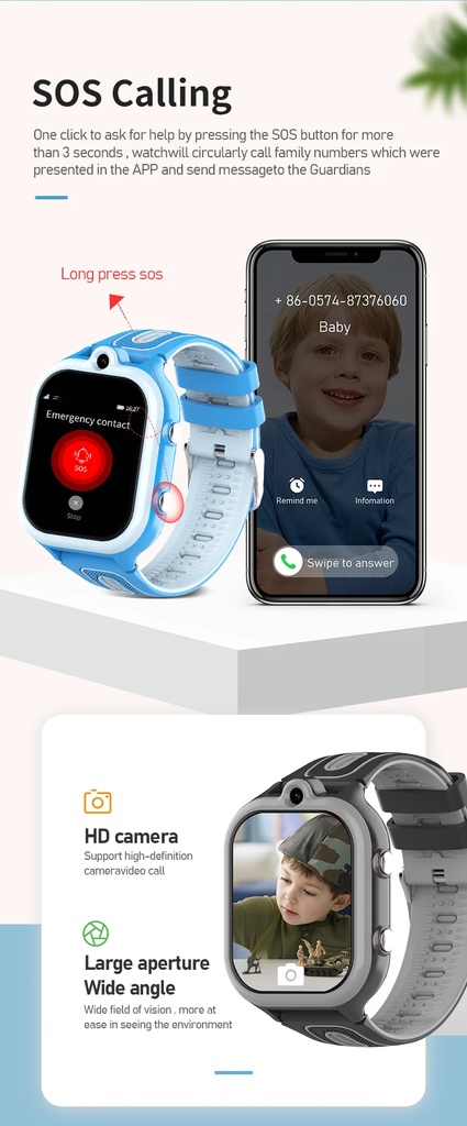 7MD 4G Kids Smart Watch GPS Tracker Waterproof Video Call SOS Smartwatch with Camera for Children