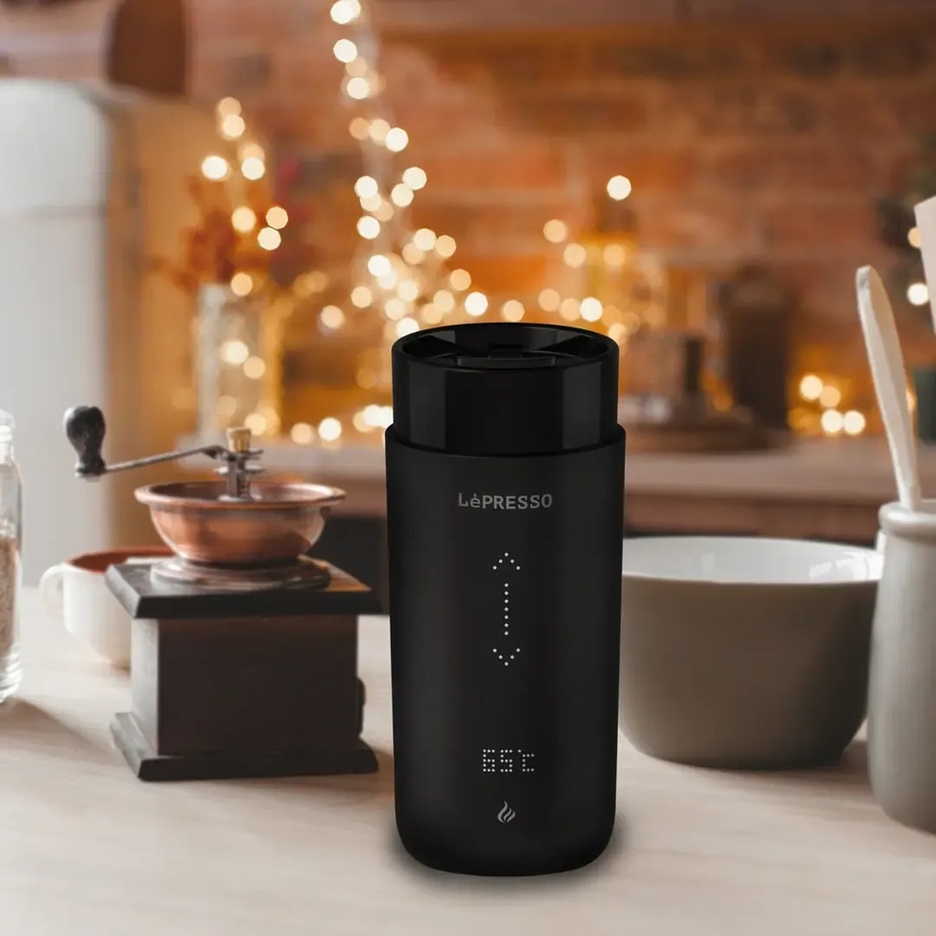 Lepresso Smart Travel Heating Mug Wireless Charging Temperature Control Leak Proof Design Stainless Steel 355mL Capacity |LP035||LPCFFM0035|