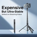 RTAKO Integrated Selfie Stick Bluetooth Tripod with 720° Rotation and Auto Opening Tripod for Travel Live Streaming and Videos |RZP001-AB226|