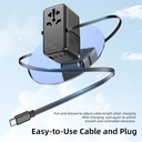 Ghaith Vyvylabs Explorer Series GaN 85W Travel Adapter 4 Ports AC Fast Charger with Type C Cable Universal Plug for 200 Countries |GAN85T|