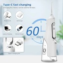 Ghaith Portable Oral Irrigator Electric Water Flosser 4 Cleaning Modes 310ML Large Water Tank IPX7 Waterproof USB C Rechargeable