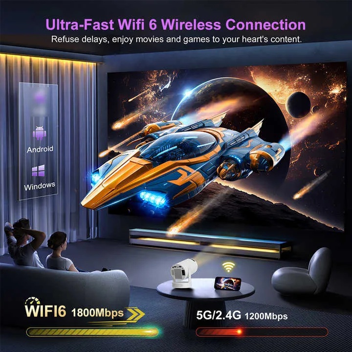 Ghaith G300 Pro HiFi Gaming Projector Built In Chromecast 20000 Games 720P LED Home Theater Android 11 Short Throw