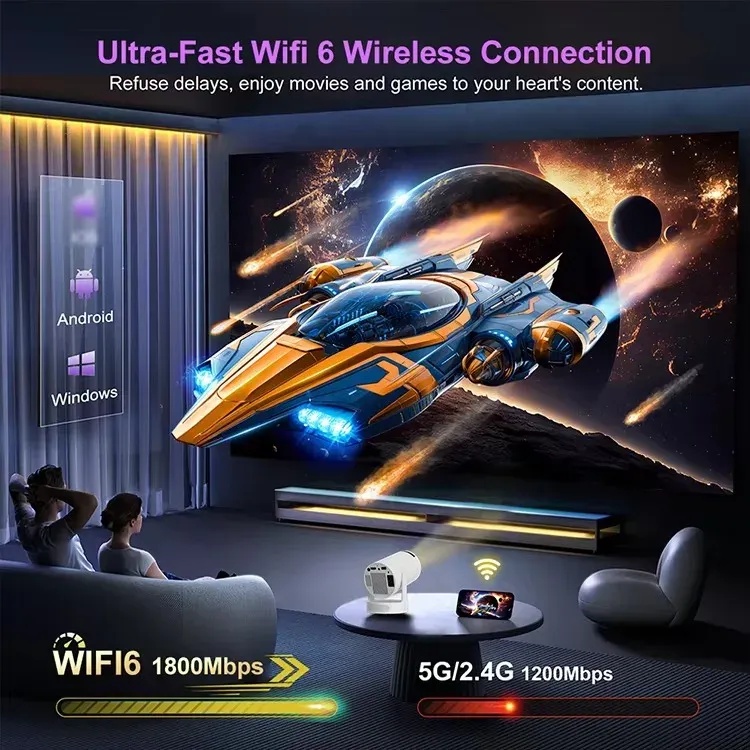 Ghaith G300 Pro HiFi Gaming Projector Built In Chromecast 20000 Games 720P LED Home Theater Android 11 Short Throw