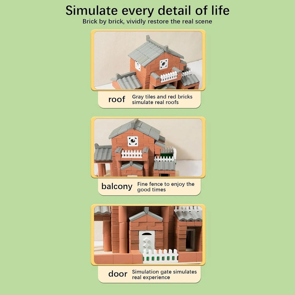 Ghaith Children's House Building Set 3D Home Construction Kit Colorful Stacking Blocks for Boys and Girls Educational Toy