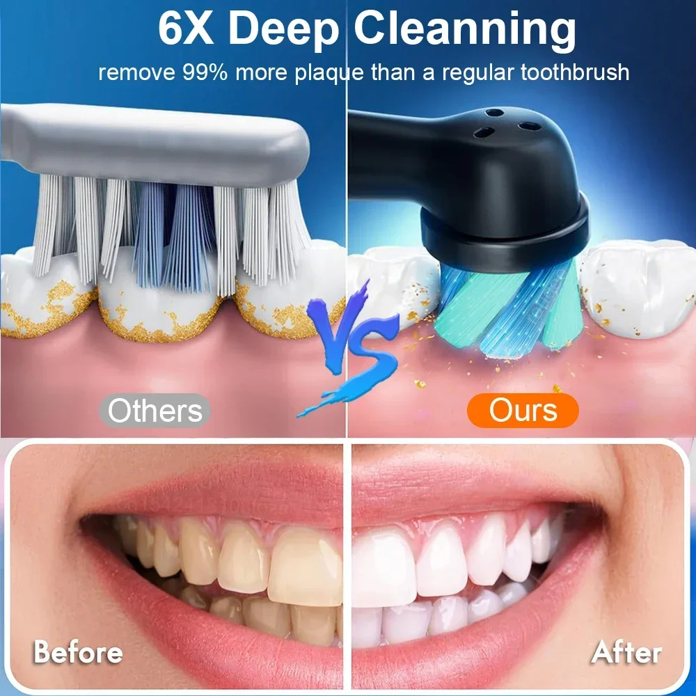 Ghaith & Qalby Etmaan Deep Clean 3D Rechargeable Electric Toothbrush Ultra Sonic Rotating Brush for Whitening and Plaque Removal