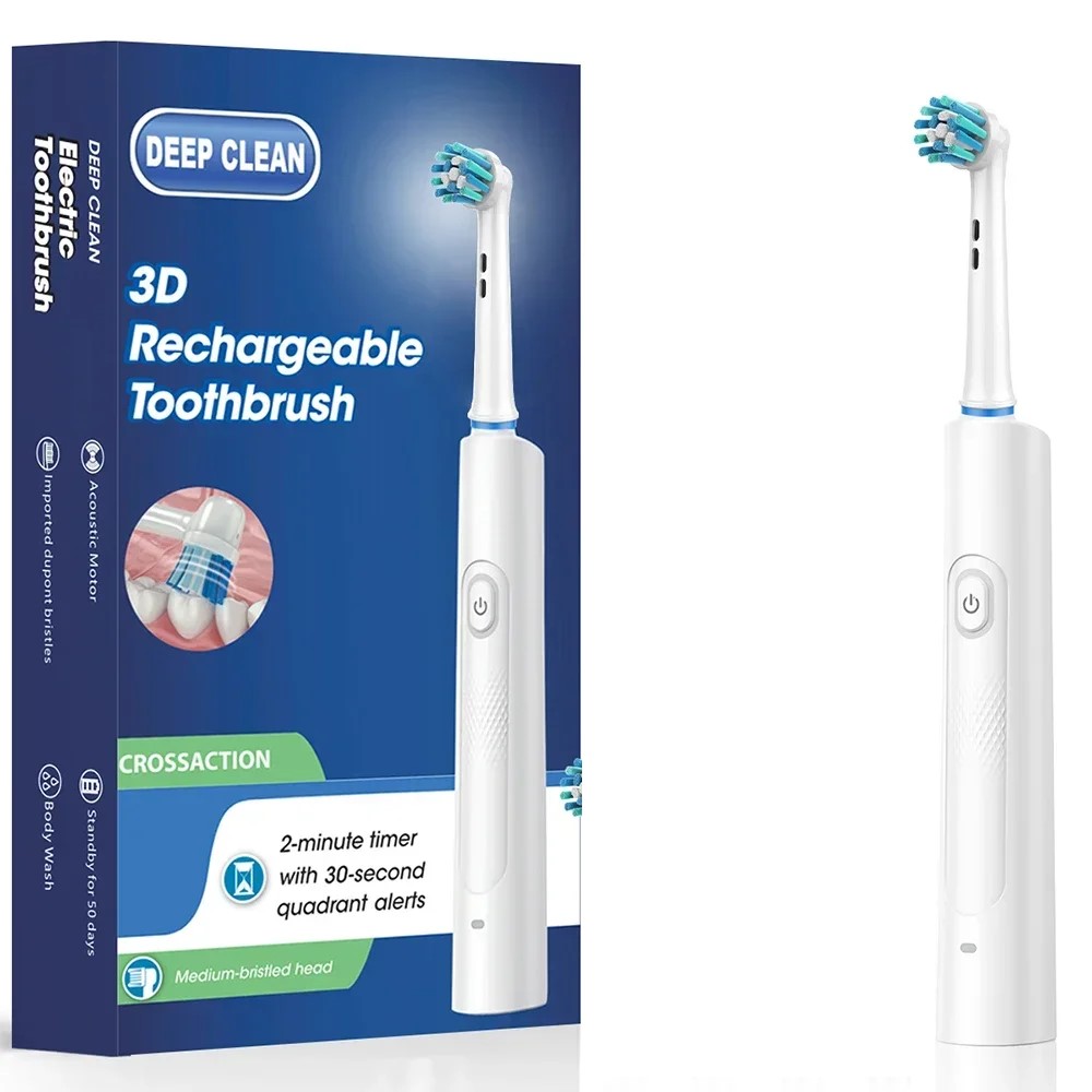 Ghaith & Qalby Etmaan Deep Clean 3D Rechargeable Electric Toothbrush Ultra Sonic Rotating Brush for Whitening and Plaque Removal