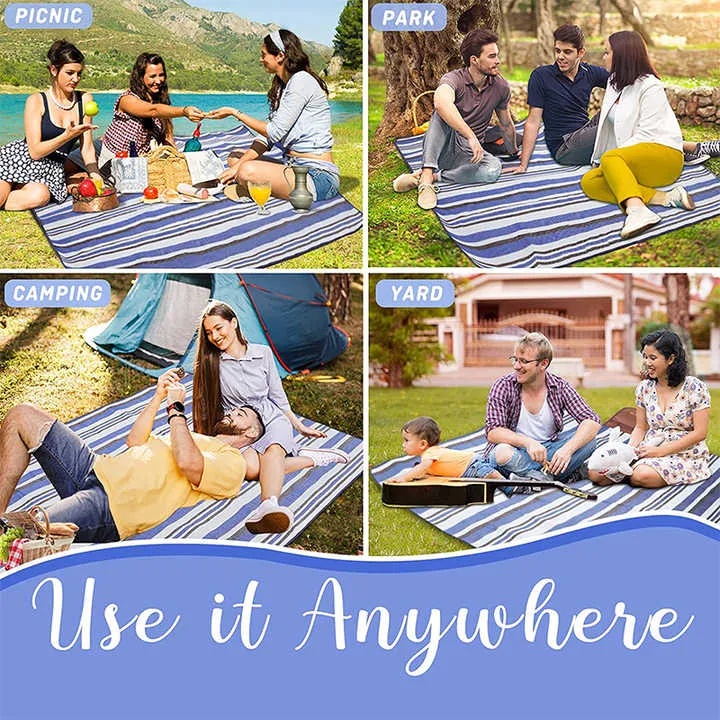 Ghaith & Qalby Etmaan Waterproof Foldable Large Picnic Blanket Sand Free Outdoor Mat for Beach Park Camping Travel