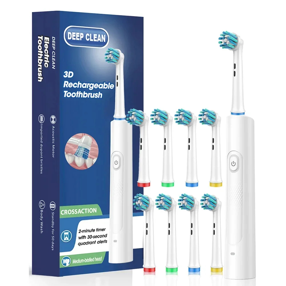 Ghaith & Qalby Etmaan Deep Clean 3D Rechargeable Electric Toothbrush Ultra Sonic Rotating Brush for Whitening and Plaque Removal