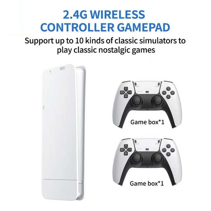 Ghaith & Qalby Etmaan Portable 2.4G Wireless 3D 4K Gaming Stick with Double Handle Controller TV Game Console 20000 Built in Retro Games
