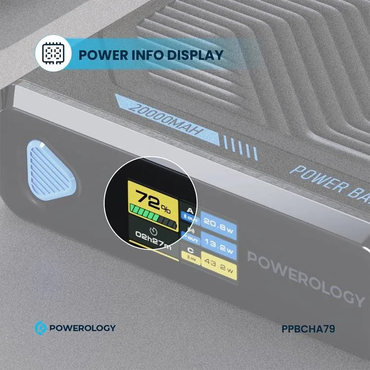 "Powerology Ultra Mini 20000mAh Power Bank 100W PD 15W MagSafe Wireless Fast Charging Compact Laptop Charger |PP079||PPBCHA79|