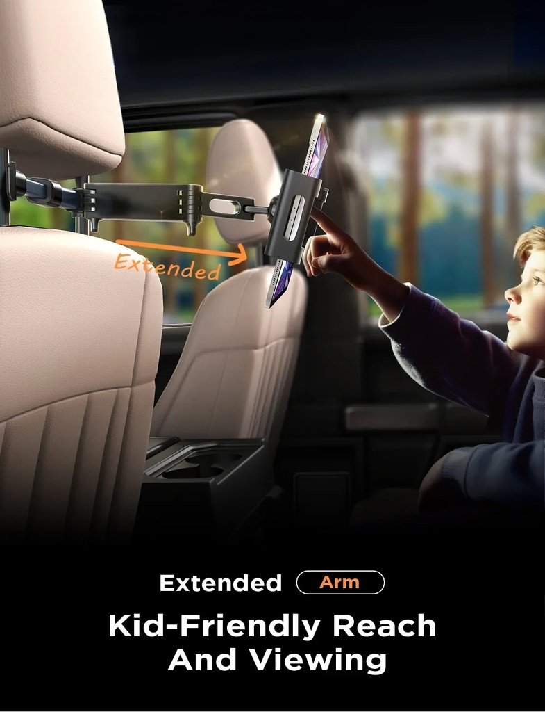 7MD Car Backseat Tablet Holder Adjustable Headrest Mount for iPad and Tablets 4 to 11 Inch Travel Essentials for Kids and Adults
