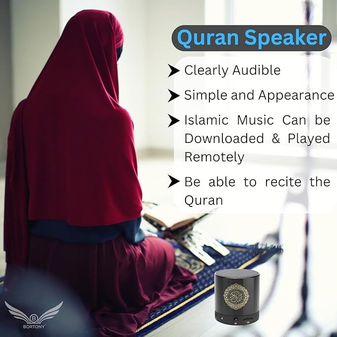 7MD Quran Speaker Portable Bluetooth Islamic Speaker with 16 Reciters & 16 Langauges Quran Recitation Translations Tafseer FM Radio Remote Control |SQ200|