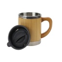Ghaith and Qalby Etmaan Bamboo Mug with Handle Eco Friendly Insulated Reusable Coffee Cup Leakproof Travel Mug