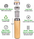 Ghaith and Qalby Etmaan Eco Friendly Bamboo Tumbler Tea Infuser Stainless Steel Thermos Leak Proof Travel Mug 500ml