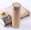 Ghaith and Qalby Etmaan Eco Friendly Bamboo Tumbler Tea Infuser Stainless Steel Thermos Leak Proof Travel Mug 500ml