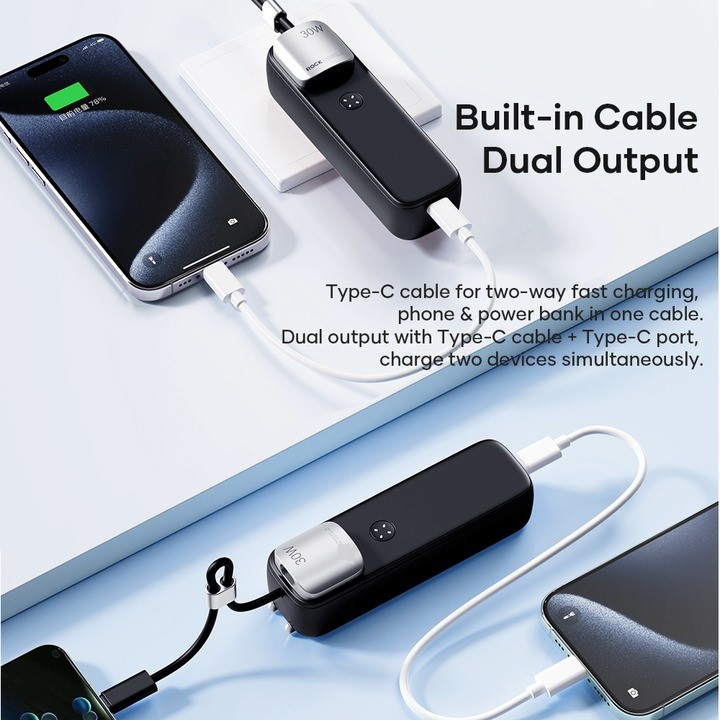 7MD 3 in 1 Fast Charging Power Bank 5000mAh PD 30W Type C Travel Friendly Portable easy to Store Convenient and Fast Foldable Plug |7MD2477|