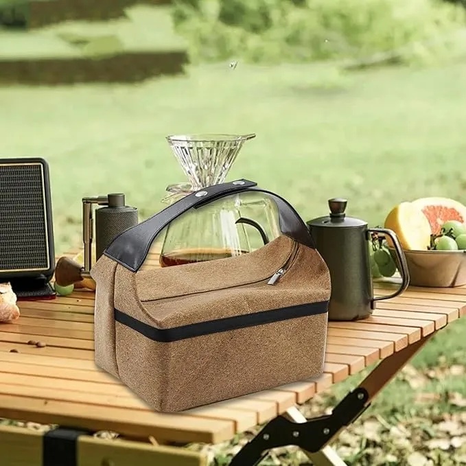 Ghaith and Qalby Etmaan Compact Storage Bag for Coffee Set with Coffee Filter Papers Coffee Container Grinder and Pot