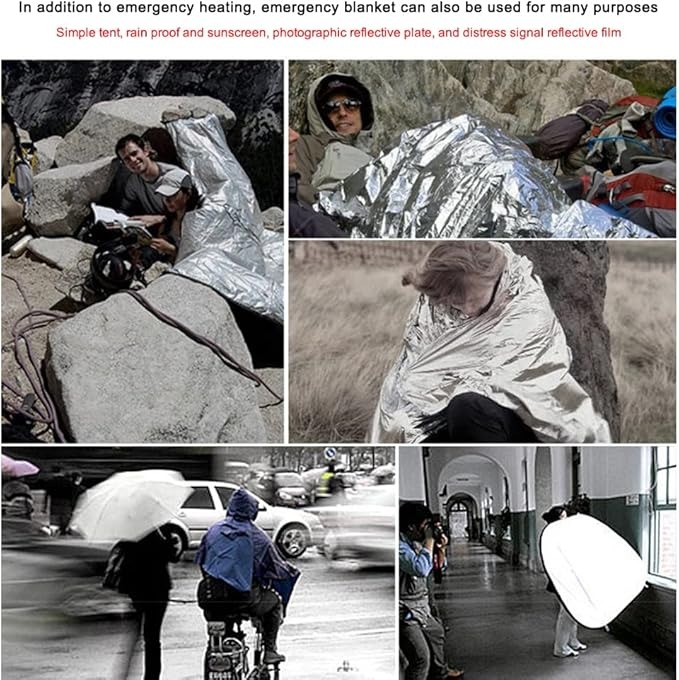 Ghaith and Qalby Etmaan Emergency Blanket Thermal Foil First Aid Survival Blanket for Camping Hiking and Outdoor Activities